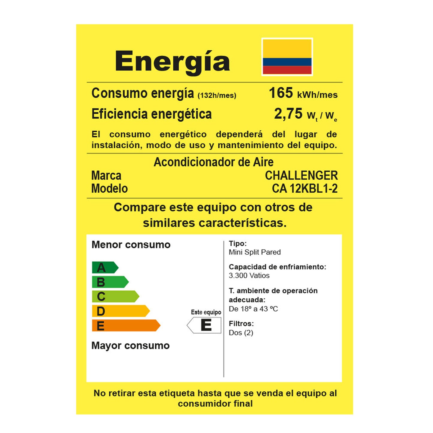 Aire Acondicionado ON/OFF 12000 BTU 115V - CA 12KBL1-2