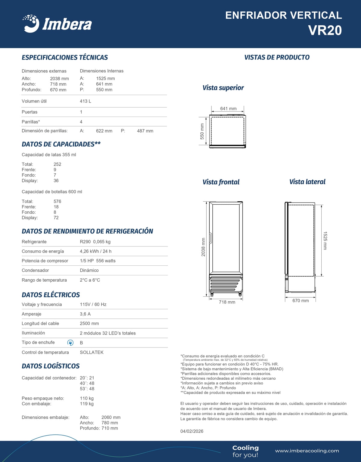 Refrigerador 413 litros VR20
