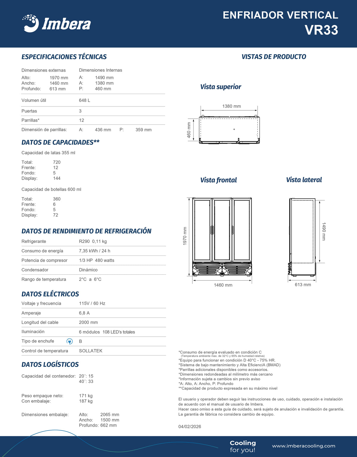 Refrigerador 648 litros VR33