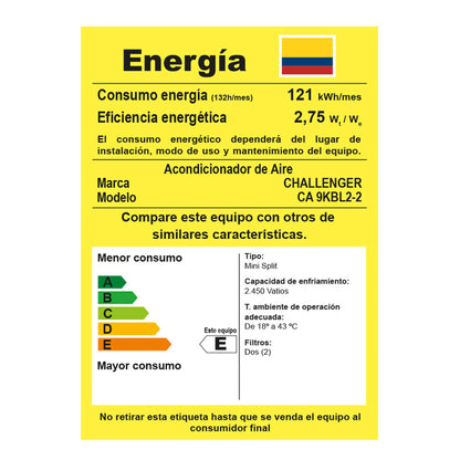 Aire Acondicionado ON/OFF 9000 BTU 220V - CA 9KBL2-2