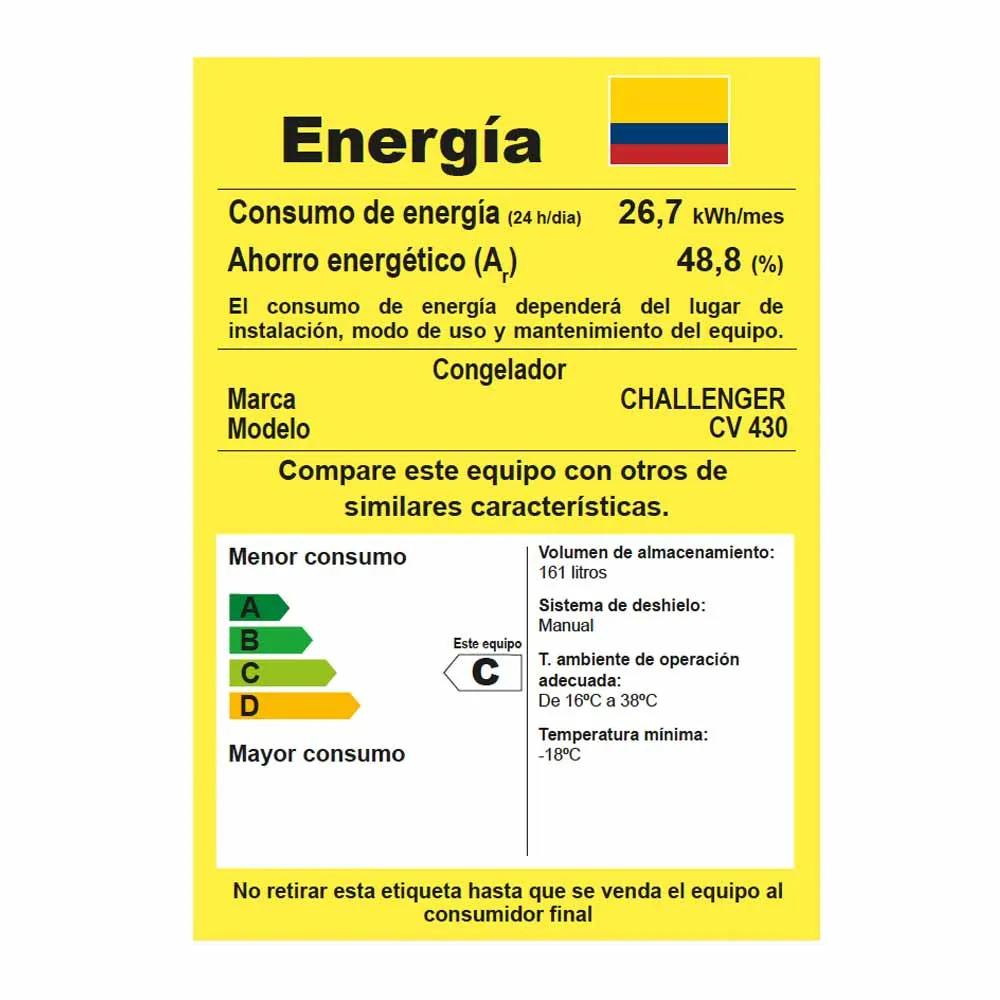 Congelador vertical 168 litros CV430