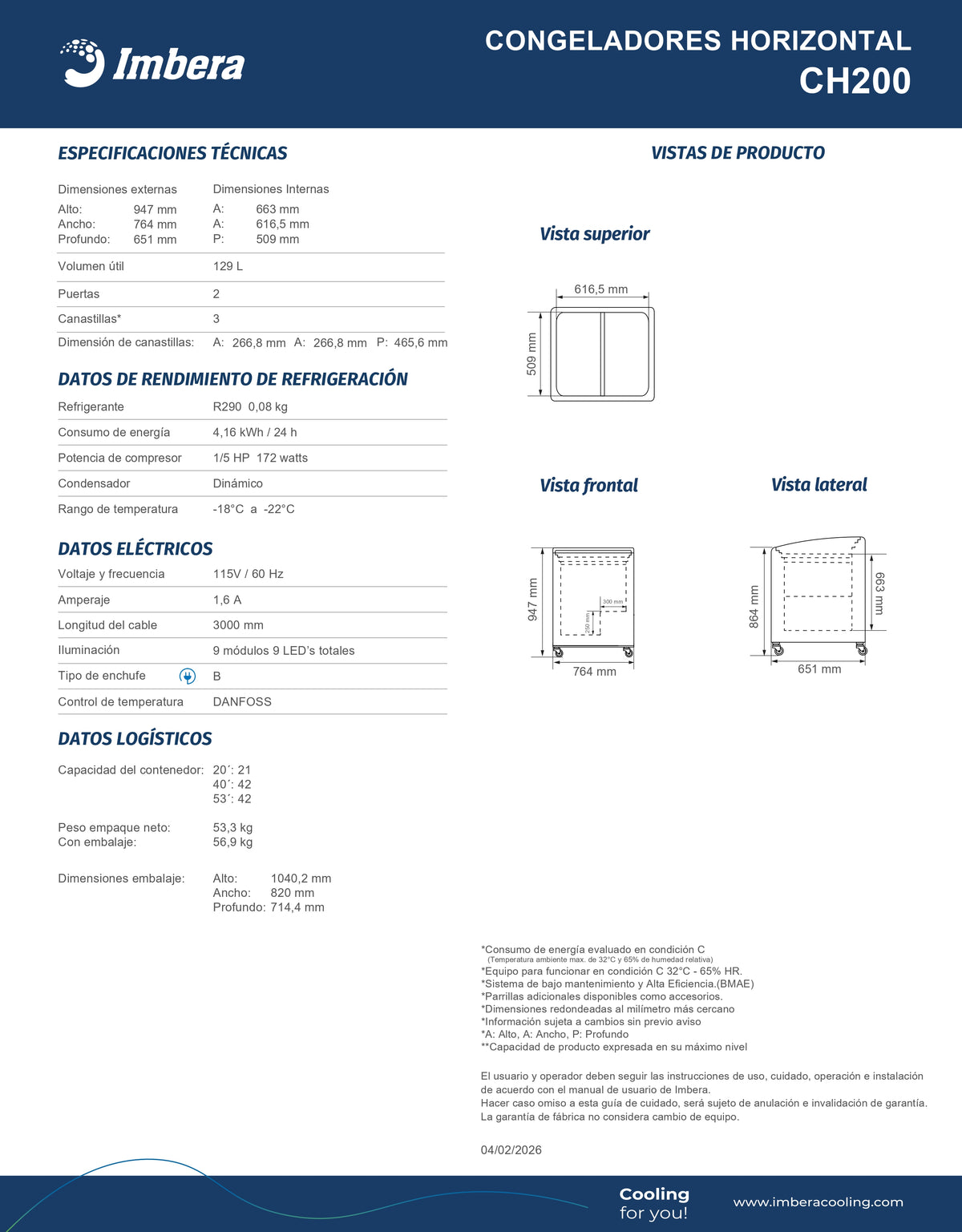 Congelador 129 litros CH200