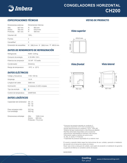 Congelador 129 litros CH200