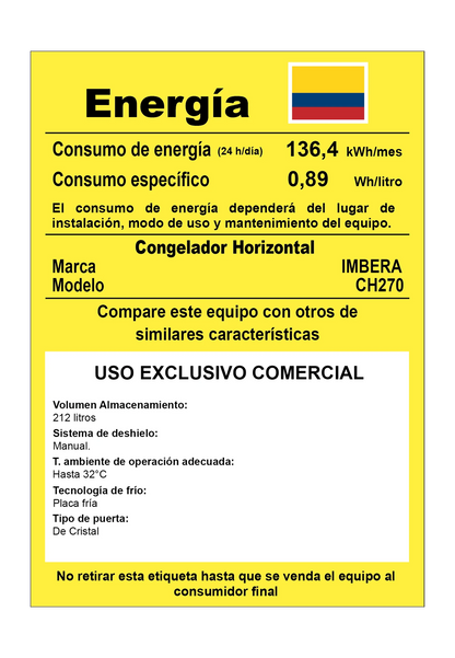 Congelador 212 litros CH270