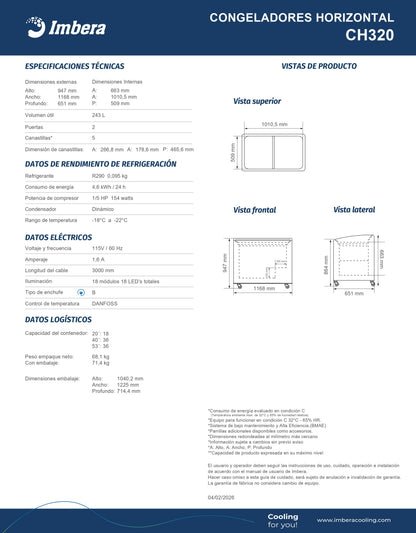 Congelador 243 litros CH320