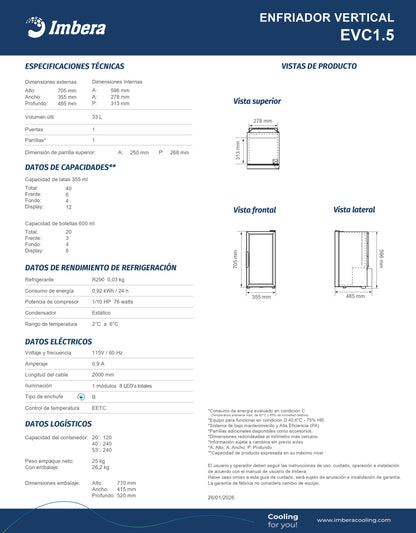 Refrigerador 33 litros EVC1.5
