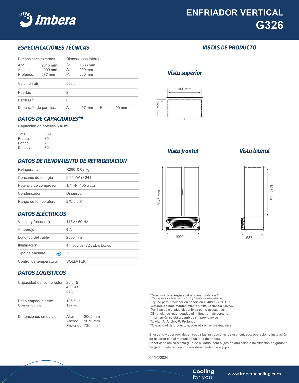 Refrigerador 520 litros G326