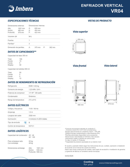 Refrigerador 94 litros VR04