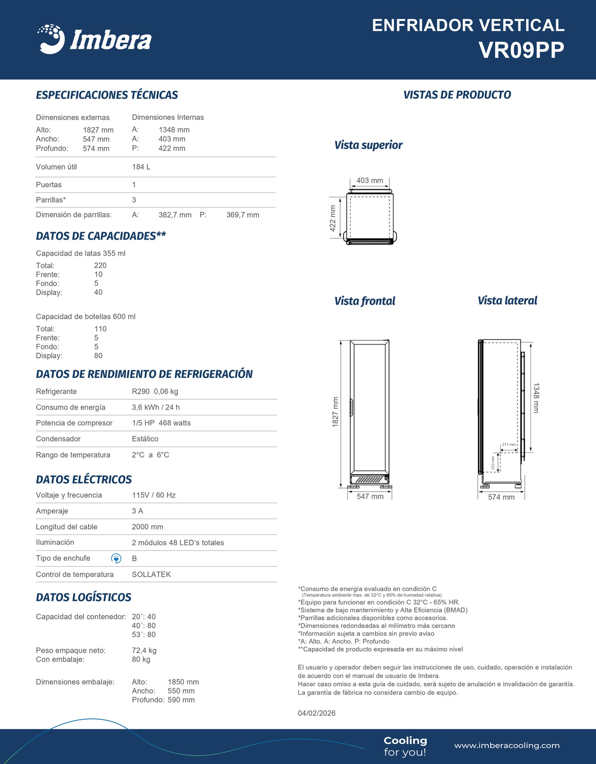 Refrigerador 184 litros VR09PP