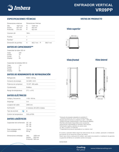 Refrigerador 184 litros VR09PP