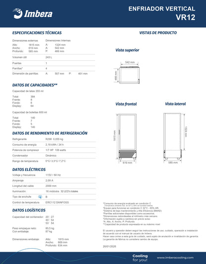 Refrigerador 243 litros VR12