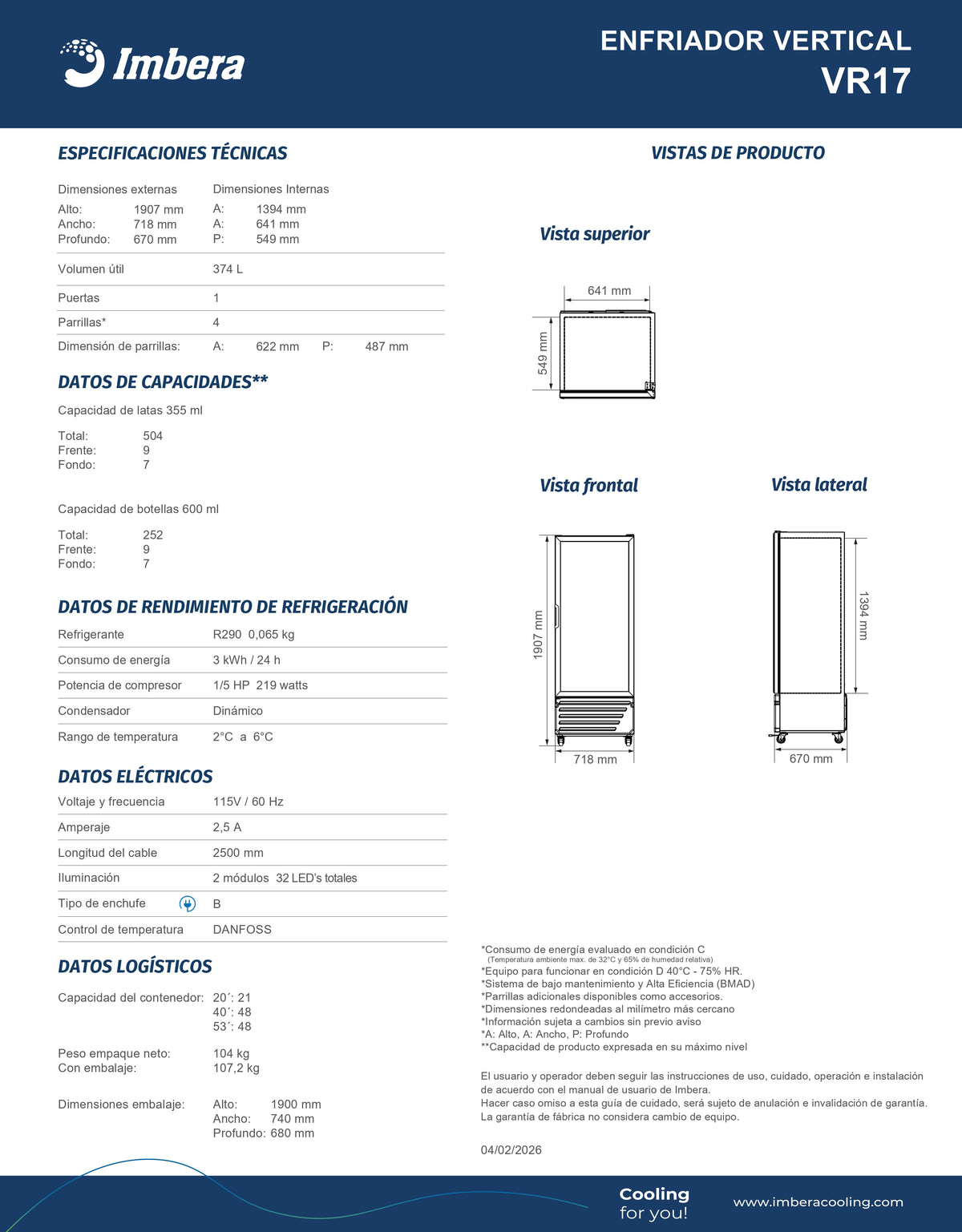 Refrigerador 374 litros VR17