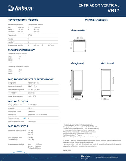 Refrigerador 374 litros VR17