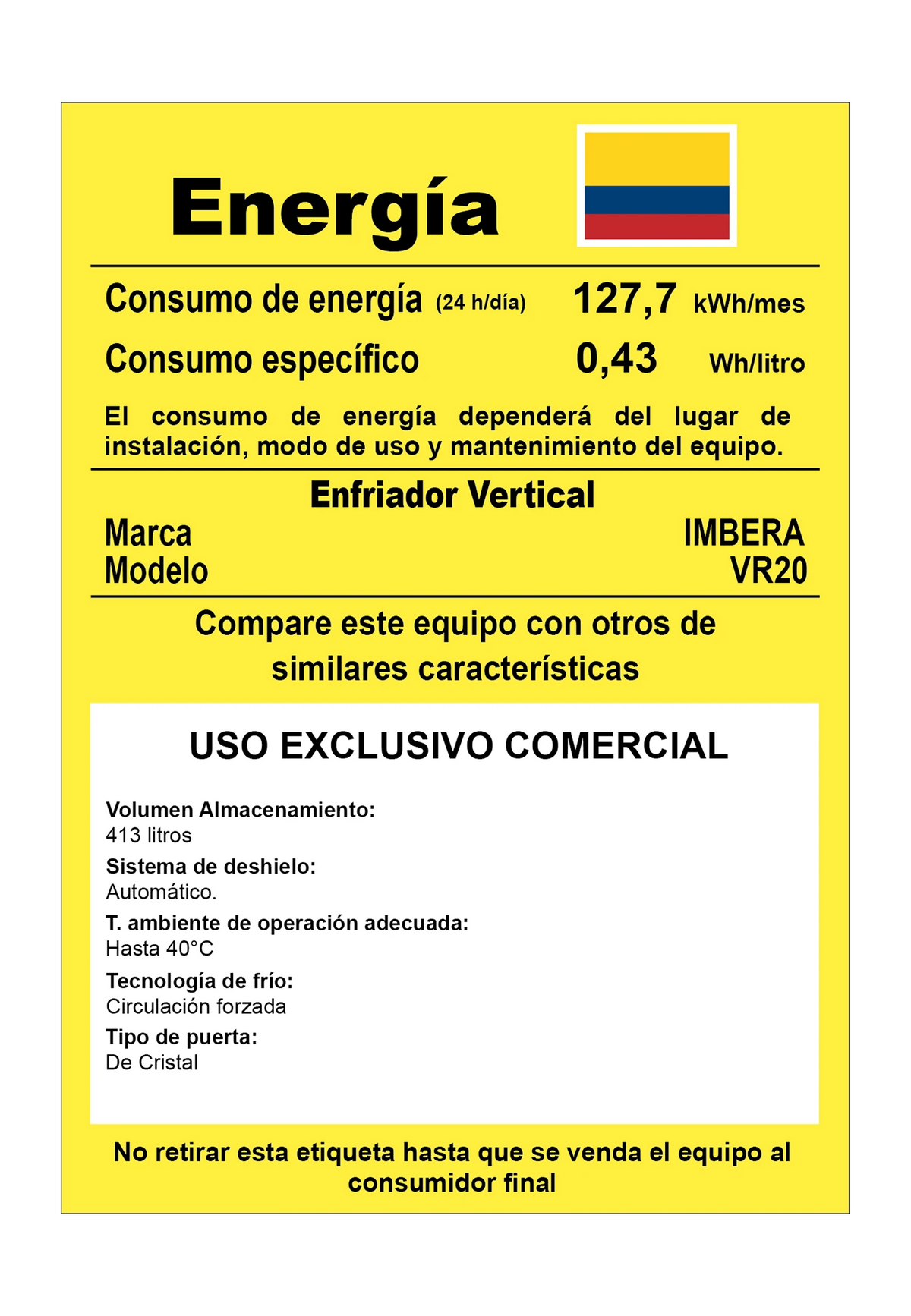 Refrigerador 413 litros VR20