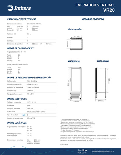 Refrigerador 413 litros VR20