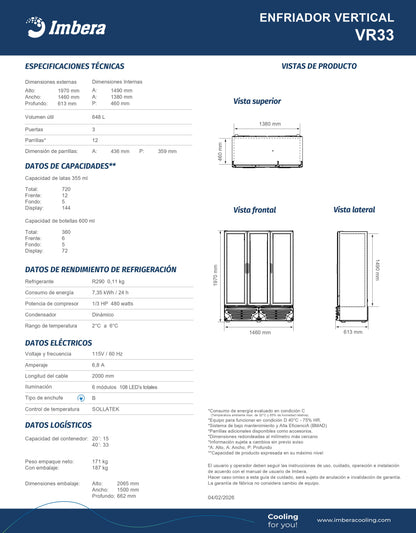 Refrigerador 648 litros VR33